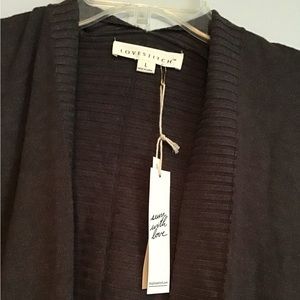 NWT Love Stitch cardigan sweater with pockets, size large, charcoal color